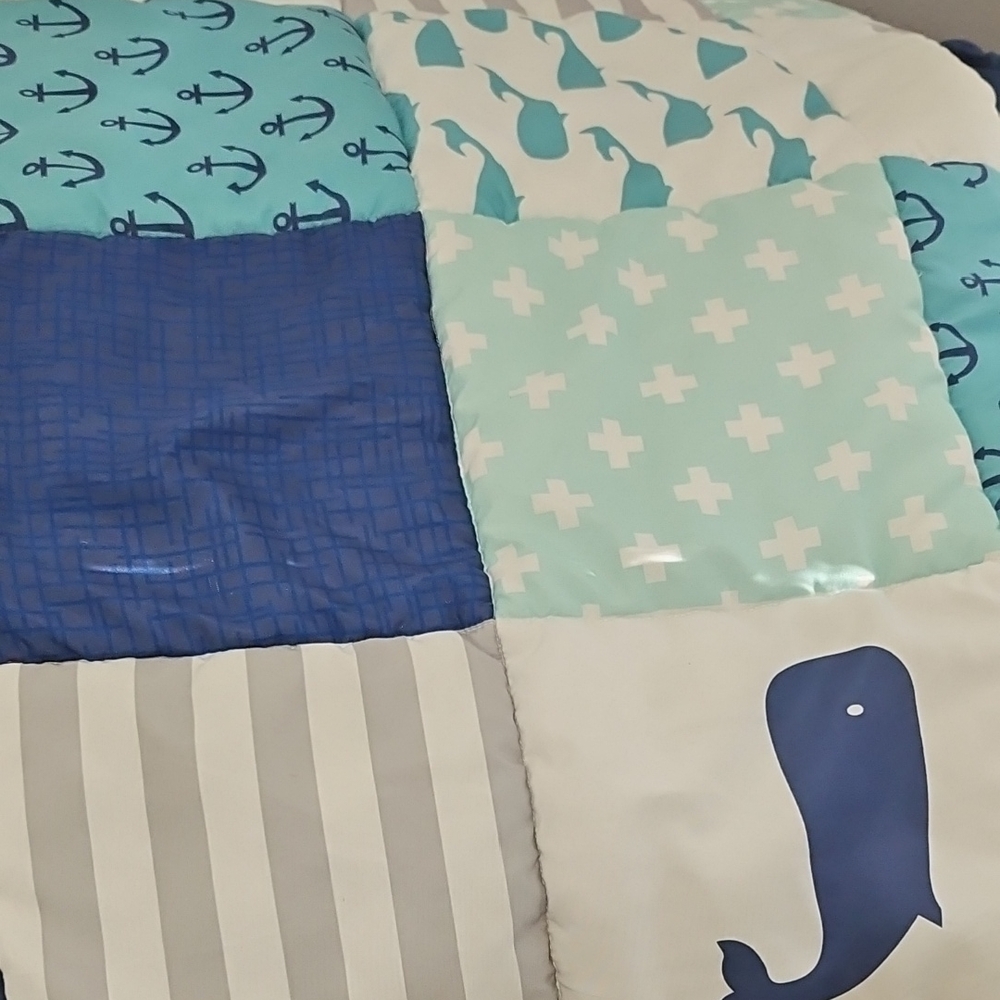 Nautical Patchwork Quilt - Blue and White